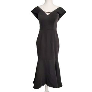 Jarlo London Black Ruffled Off Shoulder Long Dress